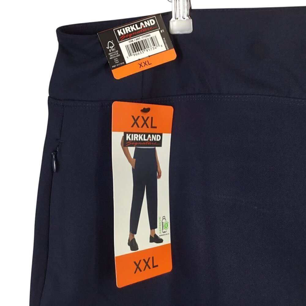Kirkland Signature Ankle Pant NWT Navy Blue XXL Stretch Zip Pockets 7772060